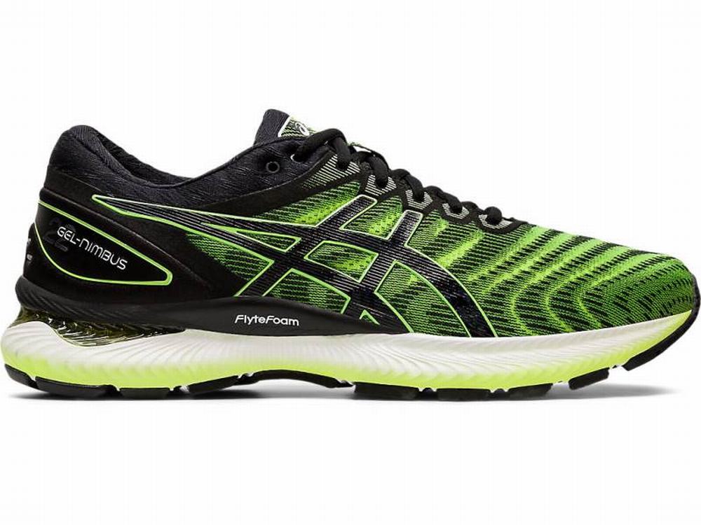 Tenis Para Correr Asics Tienda Online GEL NIMBUS 22 Hombre Negros Amarillos