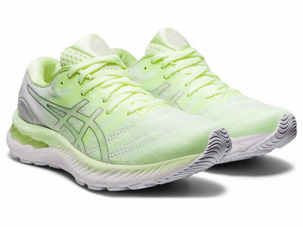 Tenis Para Correr Asics Ofertas Outlet GEL NIMBUS 23 Mujer Amarillos Plateados