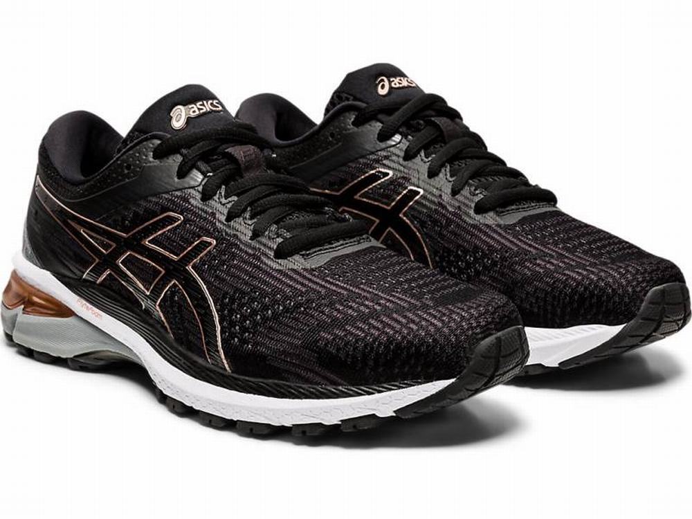 Tenis Para Correr Asics Rebajas Outlet GT 2000 8 Mujer Negros Rosas Dorados
