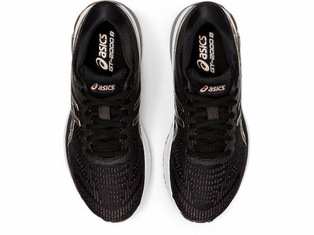 Tenis Para Correr Asics Rebajas Outlet GT 2000 8 Mujer Negros Rosas Dorados