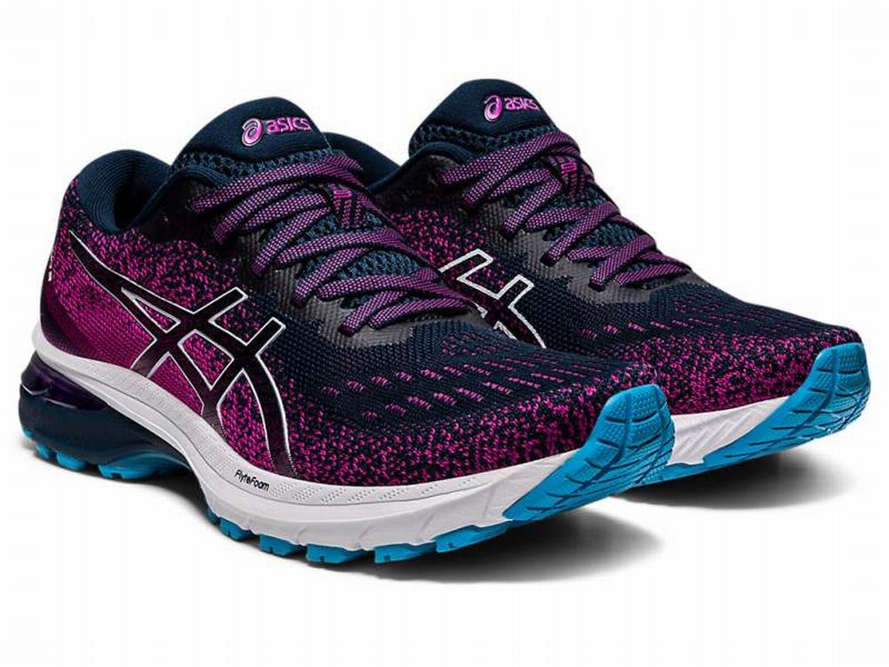 Tenis Para Correr Asics Precio GT 2000 9 KNIT Mujer Blancos Azules