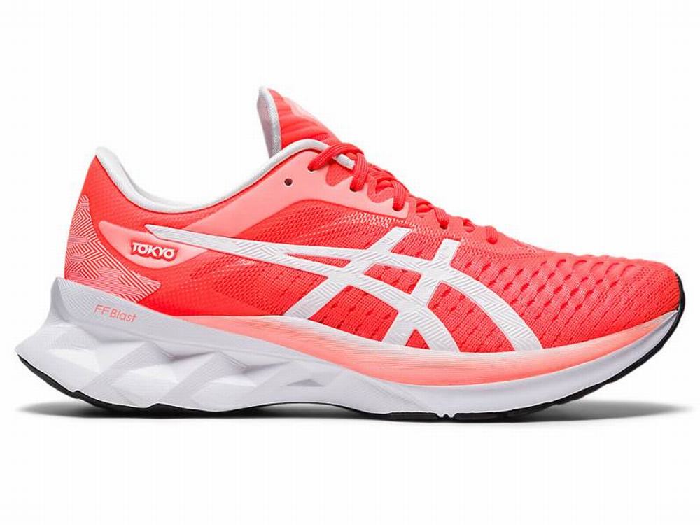 Tenis Para Correr Asics Tienda NOVABLAST Mujer Naranjas Negros Rojos